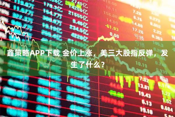 鑫策略APP下载 金价上涨，美三大股指反弹，发生了什么？