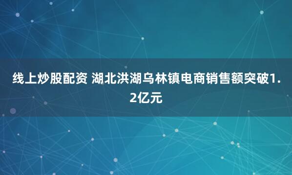 线上炒股配资 湖北洪湖乌林镇电商销售额突破1.2亿元